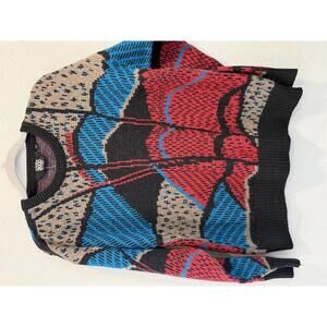 Vintage 80s/90s "Motivation 2000" Geometric Knit Sweater, Retro Colorblock